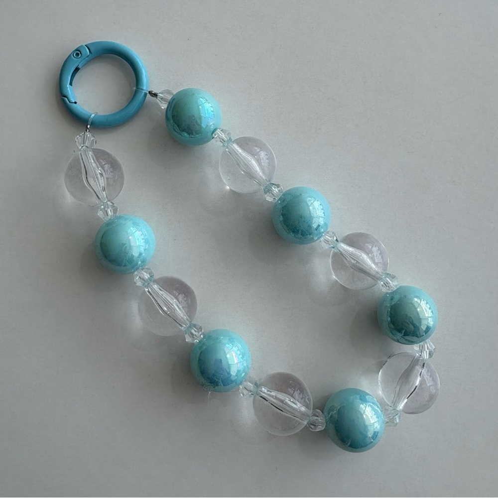 Elegant Chunky Turquoise and Clear Beaded Bag Charm